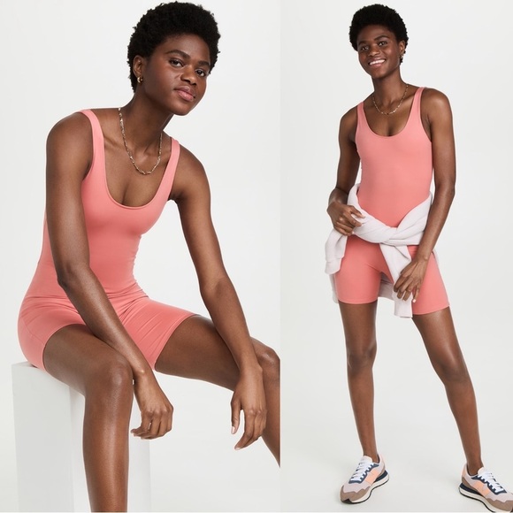 Girlfriend Collective • The Bike Unitard onesie bodysuit Primrose coral peach - Picture 1 of 11